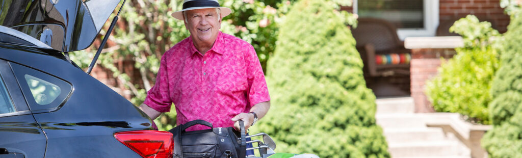 Senior care Plus Insured man golfing